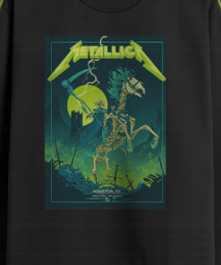 metallica long sleeve shirt m72 tour houston 2025 june 14 at nrg stadium skeleton horseman neon reaper design 2