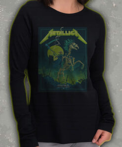 metallica long sleeve shirt m72 tour houston 2025 june 14 at nrg stadium skeleton horseman neon reaper design 3