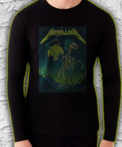 metallica long sleeve shirt m72 tour houston 2025 june 14 at nrg stadium skeleton horseman neon reaper design 4