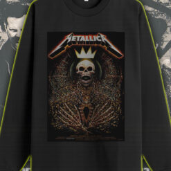metallica long sleeve shirt north american tour 2025 skeleton royal crown art m72 concert merch 1