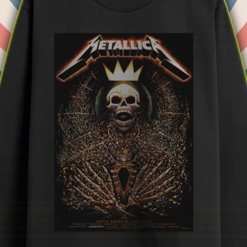 metallica long sleeve shirt north american tour 2025 skeleton royal crown art m72 concert merch 2