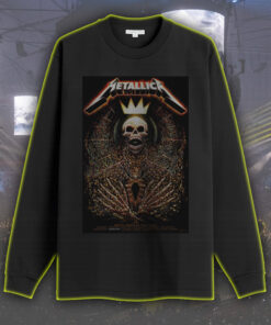metallica long sleeve shirt north american tour 2025 skeleton royal crown art m72 concert merch