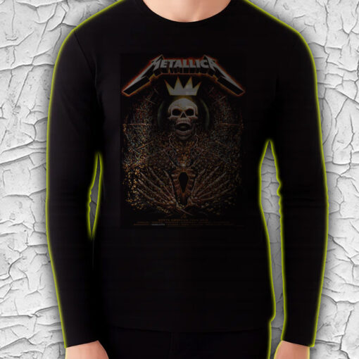 metallica long sleeve shirt north american tour 2025 skeleton royal crown art m72 concert merch 4