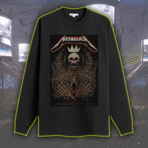 metallica long sleeve shirt north american tour 2025 skeleton royal crown art m72 concert merch