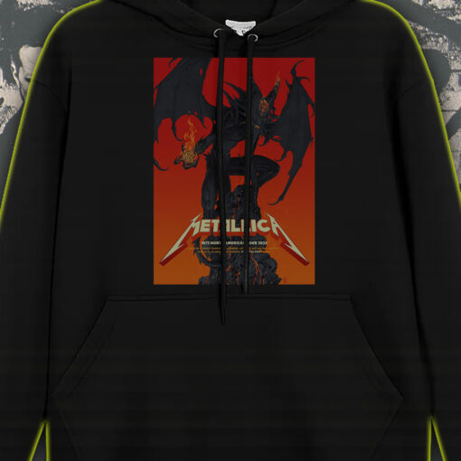 metallica m72 2025 tour hoodie demon with flames artwork live tour dates print landover charlotte tampa edition 1