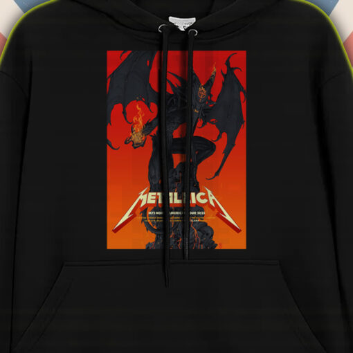 metallica m72 2025 tour hoodie demon with flames artwork live tour dates print landover charlotte tampa edition 2