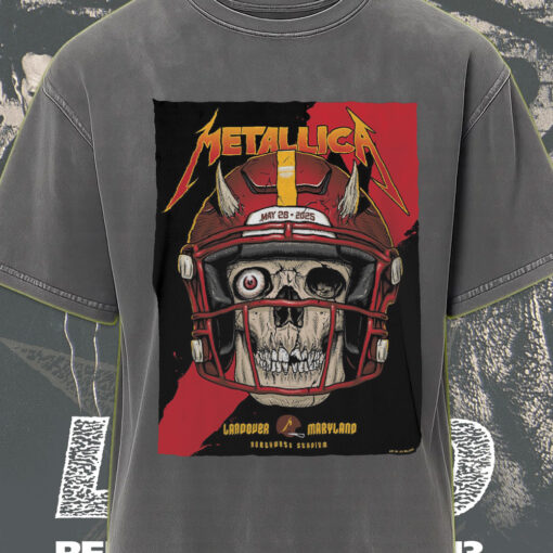 metallica m72 acid wash t shirt may 28 2025 landover maryland skull football helmet design retro stadium tour shirt 1