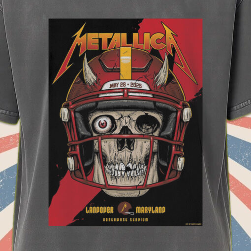 metallica m72 acid wash t shirt may 28 2025 landover maryland skull football helmet design retro stadium tour shirt 2