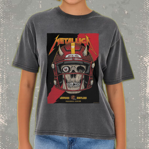 metallica m72 acid wash t shirt may 28 2025 landover maryland skull football helmet design retro stadium tour shirt 3