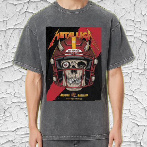 metallica m72 acid wash t shirt may 28 2025 landover maryland skull football helmet design retro stadium tour shirt 4