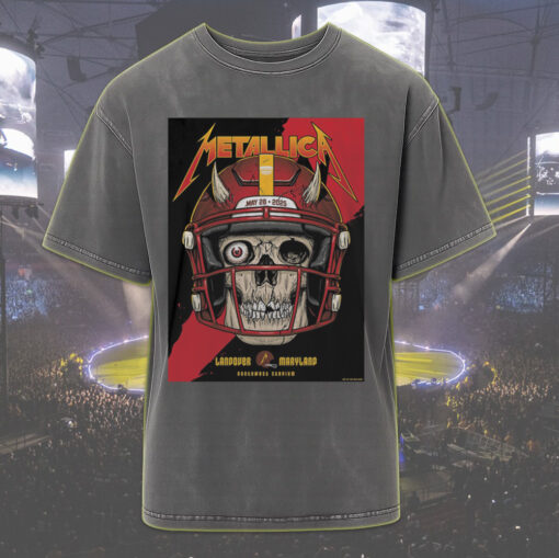 metallica m72 acid wash t shirt may 28 2025 landover maryland skull football helmet design retro stadium tour shirt