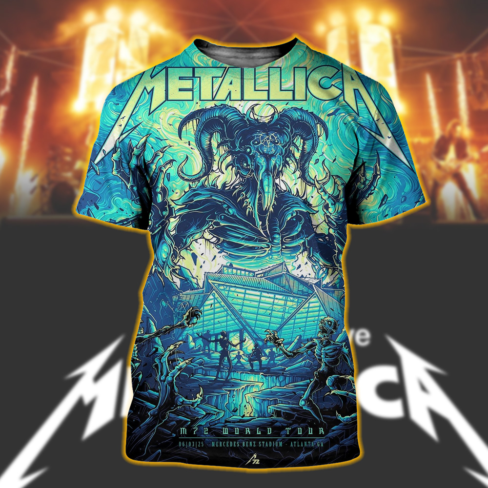 metallica m72 atlanta 2025 poster shirt stadium demon art mercedes benz stadium all over print tee june 3