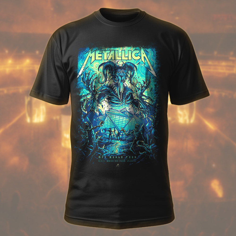 metallica m72 atlanta concert shirt june 3 2025 demon ram apocalypse art mercedes benz stadium tour merch