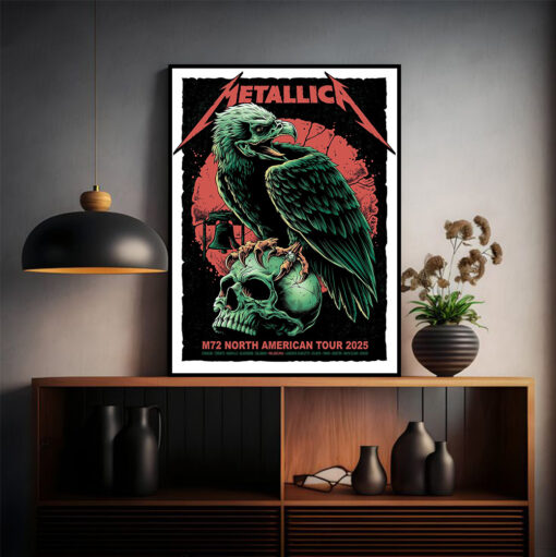 metallica m72 canvas 2025 liberty bell skull design official tour poster art 2