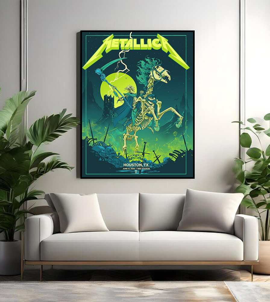 metallica m72 houston poster june 14 2025 grim reaper horseman canvas nrg stadium concert art