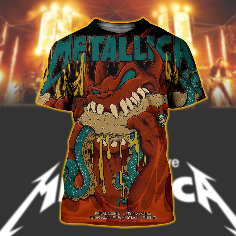 metallica m72 philly 2025 night 2 poster shirt red demon art lincoln financial field all over print tee may 25