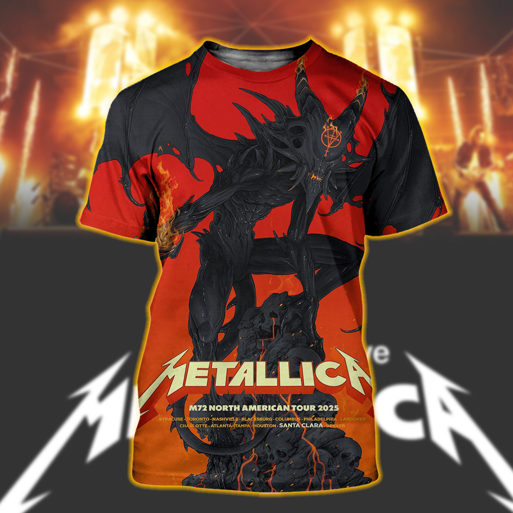 metallica m72 santa clara 2025 pop up shop poster shirt levis stadium all over print june 20 22 tour edition
