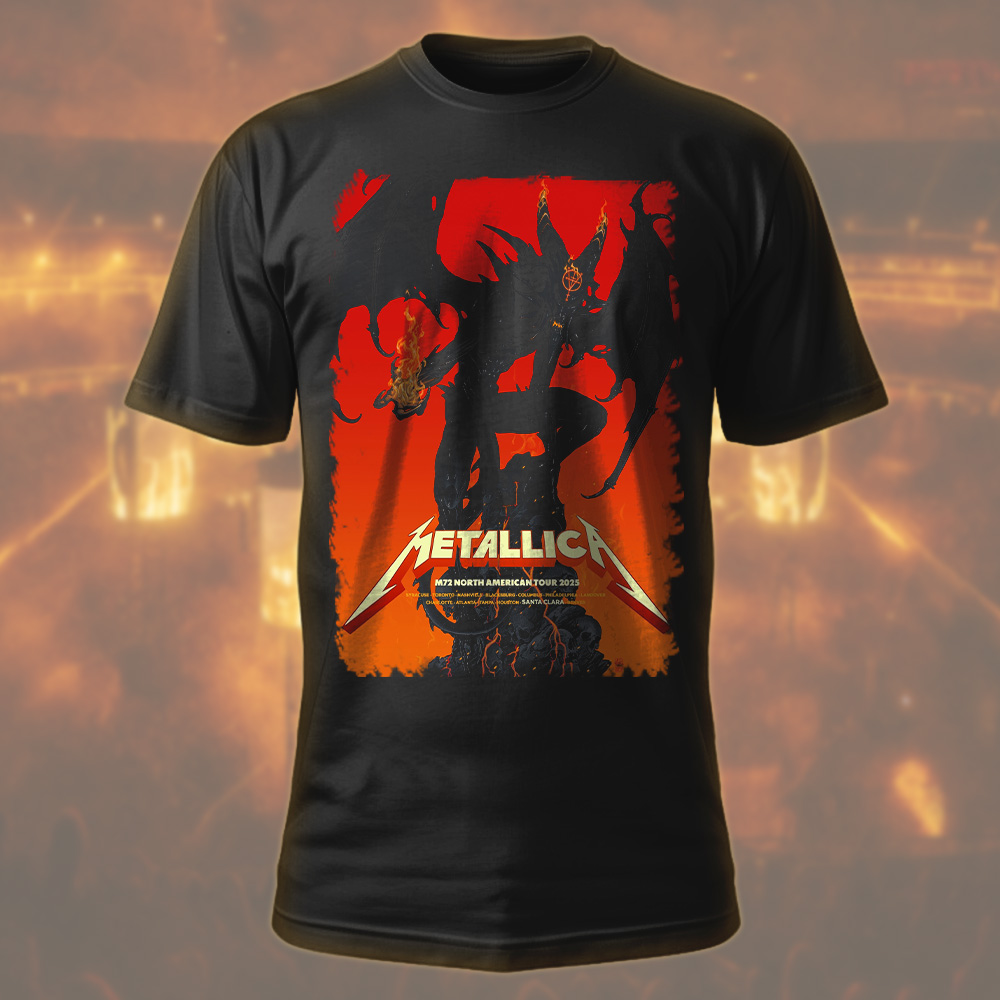 metallica m72 tour 2025 t shirt hoodie long sleeve tank top sweatshirt demon poster art santa clara denver toronto cities edition 1