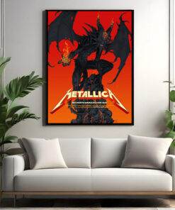 metallica m72 tour 2025 wall art poster demon with flaming horns north america cities limited edition canvas print 1