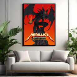 metallica m72 tour 2025 wall art poster demon with flaming horns north america cities limited edition canvas print 2