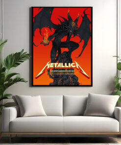 metallica m72 tour 2025 wall art poster demon with flaming horns north america cities limited edition canvas print 2