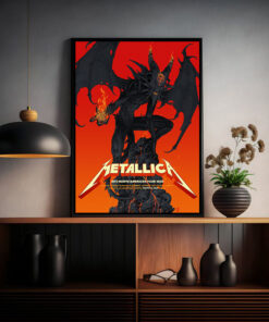 metallica m72 tour 2025 wall art poster demon with flaming horns north america cities limited edition canvas print 2