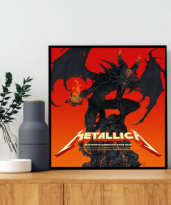 metallica m72 tour 2025 wall art poster demon with flaming horns north america cities limited edition canvas print