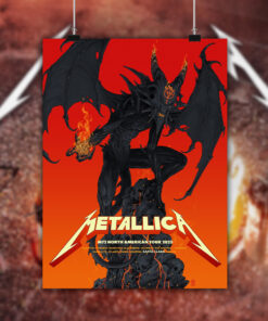 metallica m72 tour 2025 wall art poster demon with flaming horns north america cities limited edition canvas print