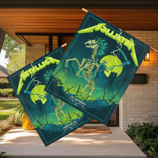 metallica m72 tour flag grim reaper horse rider design june 14 2025 houston tx nrg stadium concert banner