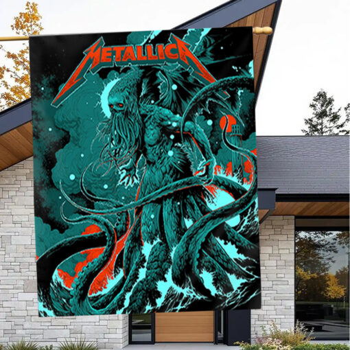 metallica m72 tour flag north america 2025 cthulhu sea monster design multi city tour banner 2