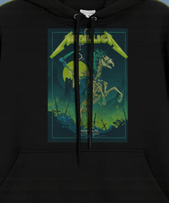 metallica m72 tour hoodie grim reaper skeleton rider june 14 2025 houston concert green lightning artwork 2