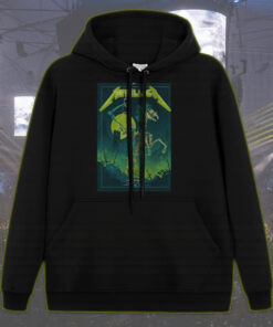metallica m72 tour hoodie grim reaper skeleton rider june 14 2025 houston concert green lightning artwork