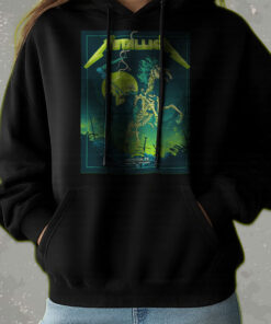 metallica m72 tour hoodie grim reaper skeleton rider june 14 2025 houston concert green lightning artwork 3