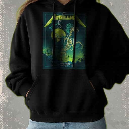 metallica m72 tour hoodie grim reaper skeleton rider june 14 2025 houston concert green lightning artwork 3
