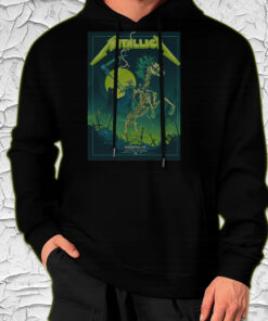 metallica m72 tour hoodie grim reaper skeleton rider june 14 2025 houston concert green lightning artwork 4