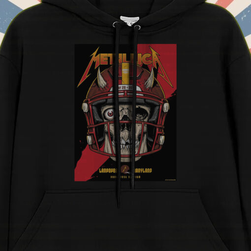 metallica m72 tour hoodie may 28 2025 landover maryland skull football helmet print northwest stadium edition 1
