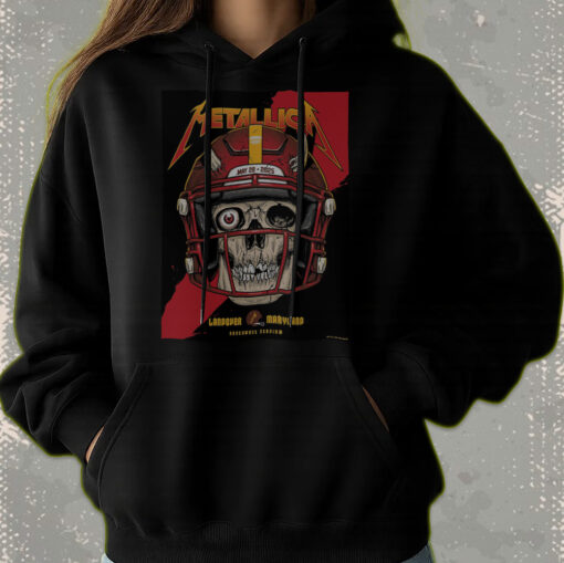 metallica m72 tour hoodie may 28 2025 landover maryland skull football helmet print northwest stadium edition