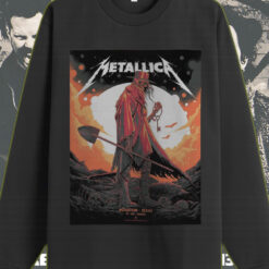 metallica m72 tour long sleeve houston show 2025 nrg stadium red cloak skull art print 1