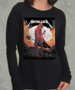 metallica m72 tour long sleeve houston show 2025 nrg stadium red cloak skull art print 3