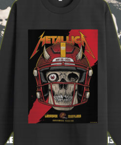 metallica m72 tour long sleeve may 28 2025 landover maryland skull football helmet print northwest stadium edition 1