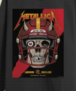 metallica m72 tour long sleeve may 28 2025 landover maryland skull football helmet print northwest stadium edition 2