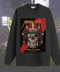 metallica m72 tour long sleeve may 28 2025 landover maryland skull football helmet print northwest stadium edition