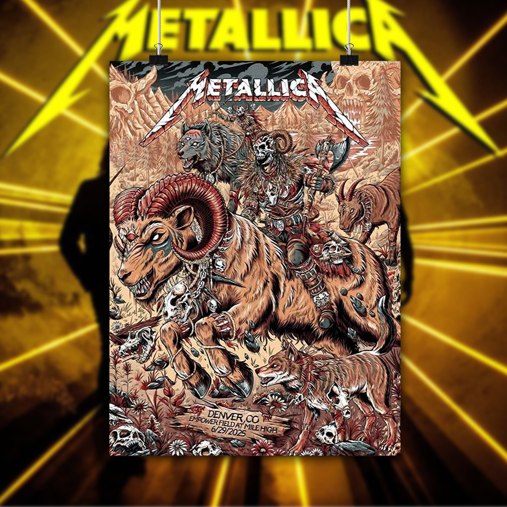 metallica m72 tour poster ramrider skulllord canvas art denver june 29 2025