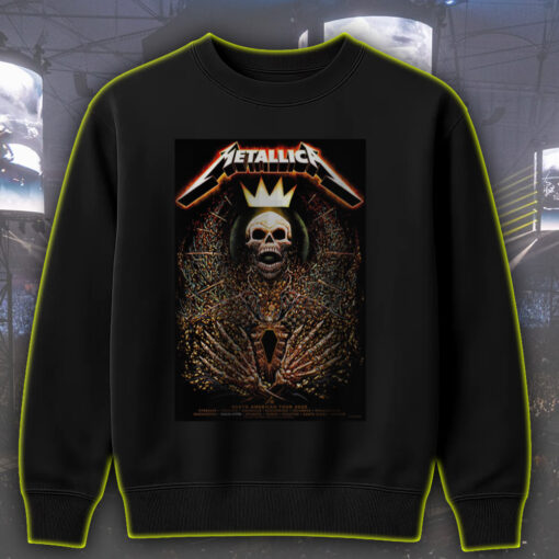 metallica m72 tour sweatshirt 2025 north american cities skeleton royal crown design collectors edition 1