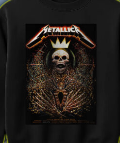 metallica m72 tour sweatshirt 2025 north american cities skeleton royal crown design collectors edition