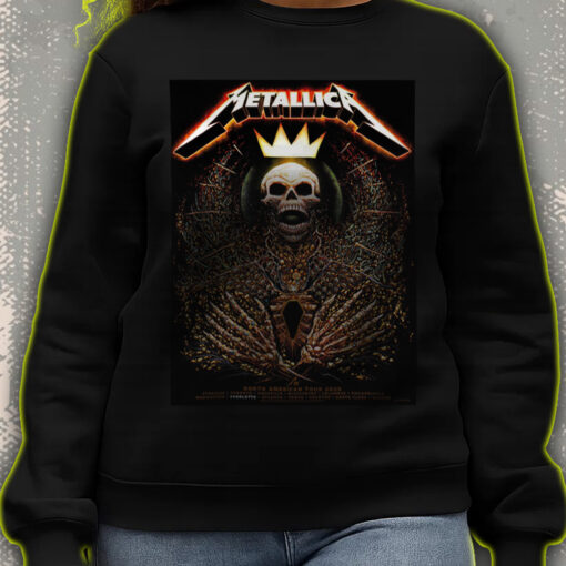 metallica m72 tour sweatshirt 2025 north american cities skeleton royal crown design collectors edition 3