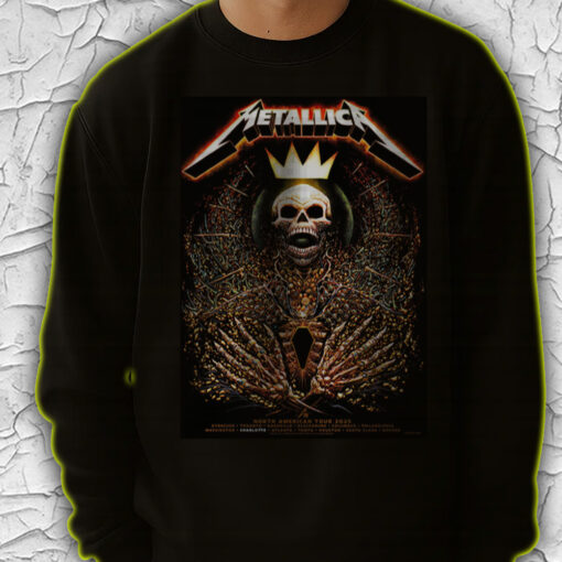 metallica m72 tour sweatshirt 2025 north american cities skeleton royal crown design collectors edition 4