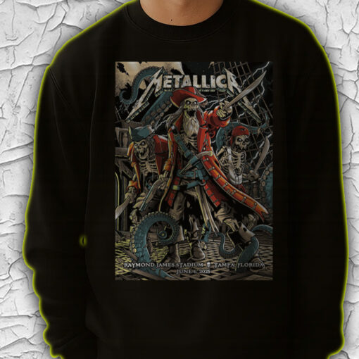 metallica m72 tour sweatshirt june 6 tampa concert pirate skeleton art 2025 tour drop 4