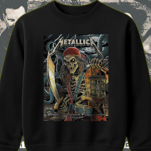 metallica m72 tour sweatshirt june 8 tampa concert pirate skeleton art 2025 tour drop 1