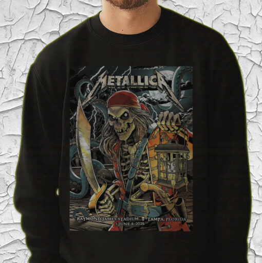 metallica m72 tour sweatshirt june 8 tampa concert pirate skeleton art 2025 tour drop 4